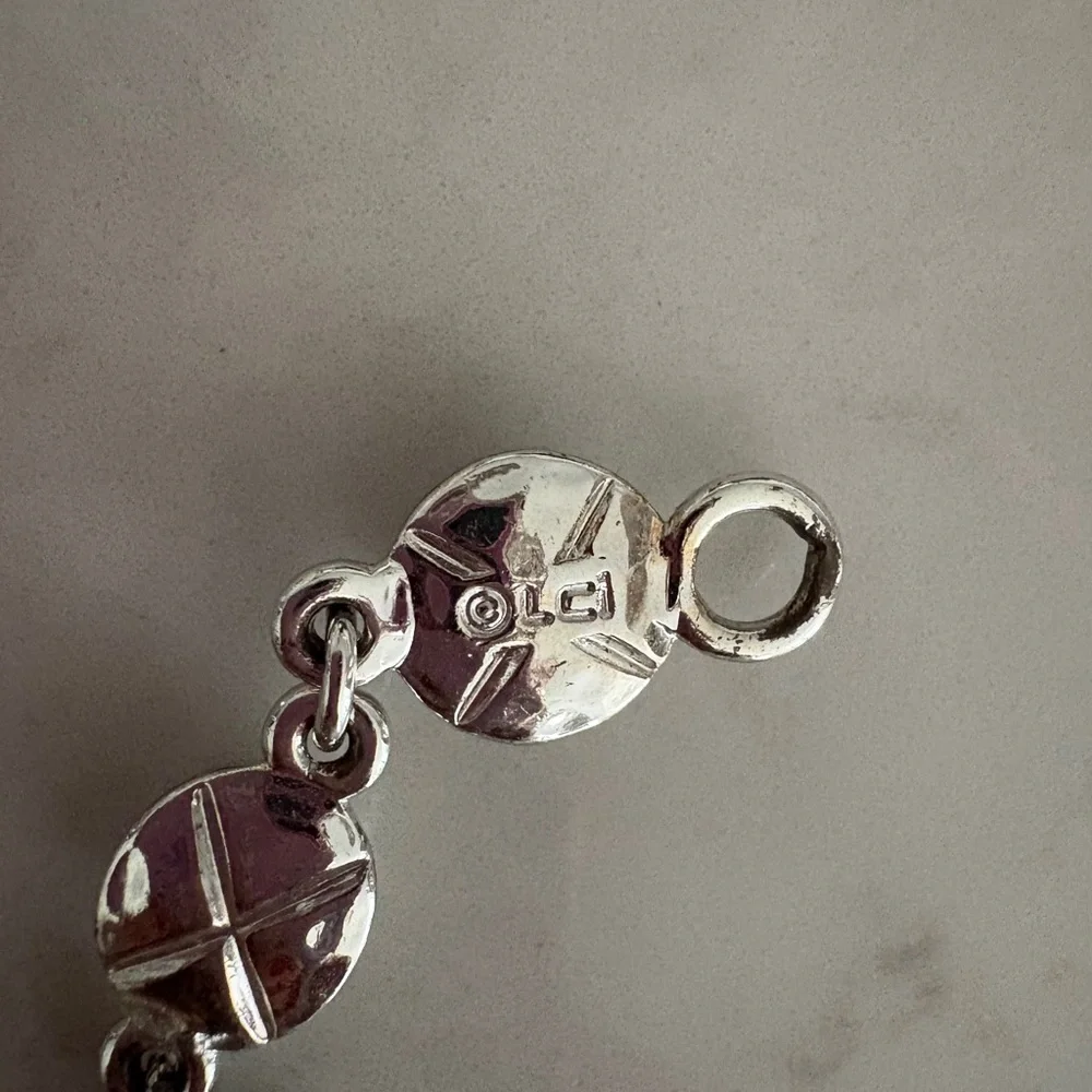 Vintage Liz Claiborne LCi Silver Tone Black Cabochon Link Bracelet 90s